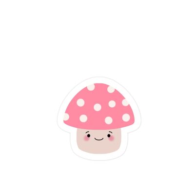 Cute kawaii pink mushroom vinyl sticker