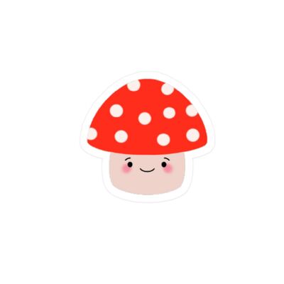 Autocollant en vinyle mignon champignon rouge kawaii