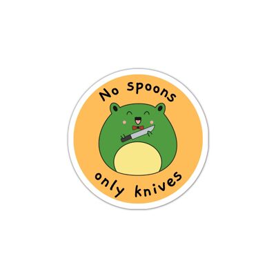 No spoons frog kawaii  funny vinyl sticker