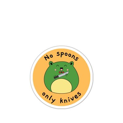 No spoons frog kawaii  funny vinyl sticker