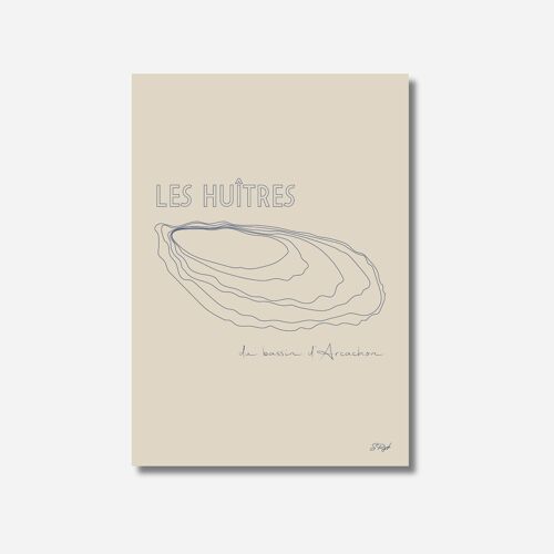 Affiche du bassin d'Arcachon - Poster minimaliste sur les huitres - France