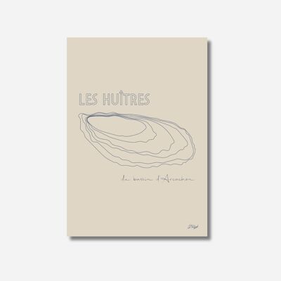 Poster della Baia di Arcachon - Poster minimalista di ostriche - Francia