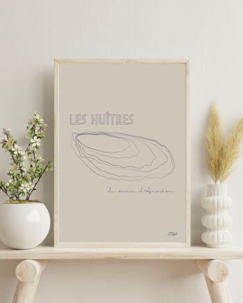 Affiche du bassin d'Arcachon - Poster minimaliste sur les huitres - France 2