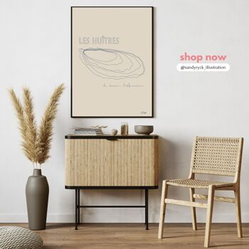 Affiche du bassin d'Arcachon - Poster minimaliste sur les huitres - France 5