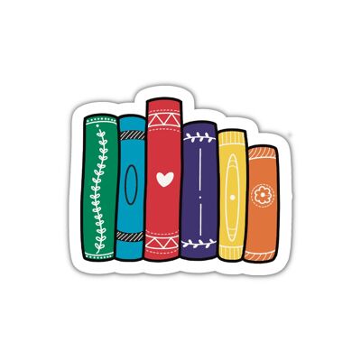 Pride book stack sutil LGBTQ+ pegatina de vinilo de lectura