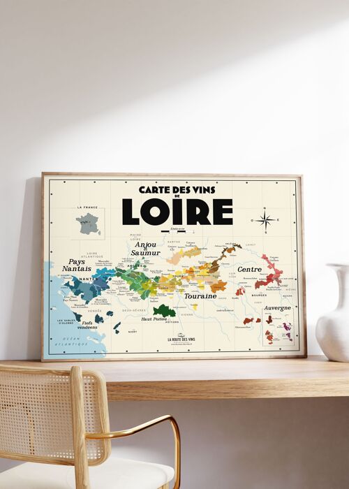 Carte des vins de Loire - Idée cadeau pour amoureux du vin