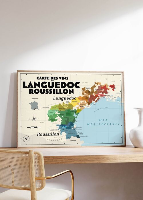 Carte des vins du Languedoc-Roussillon - Idée cadeau pour amoureux du vin