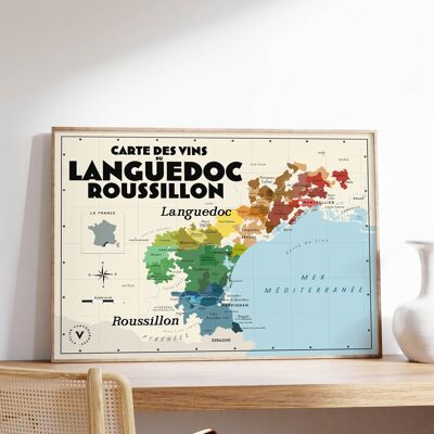 Weinkarte Languedoc-Roussillon – Geschenkidee für Weinliebhaber