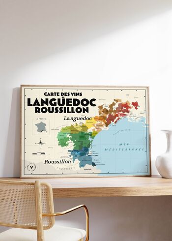 Carte des vins du Languedoc-Roussillon - Idée cadeau pour amoureux du vin 1