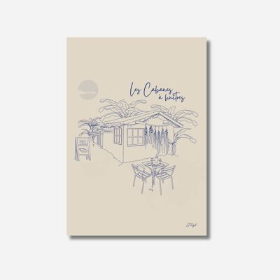 Minimalistisches Poster „Austernhütten“ – Poster Frankreich
