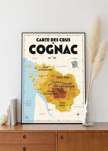 Carte des crus de Cognac - Idée cadeau pour amoureux du vin 1