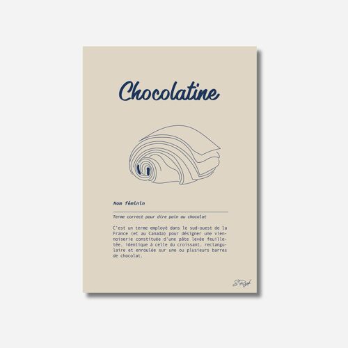 Poster définition chocolatine - affiche viennoiserie Française