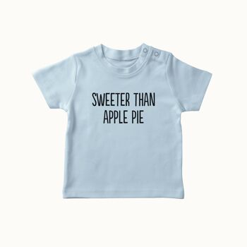 T-shirt Plus doux que la tarte aux pommes (bleu ciel) 1