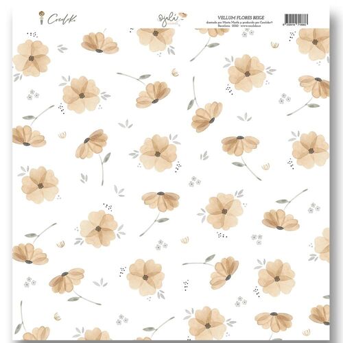 Vellum Flores Beige 12" x 12" OjaláSIEMPRE