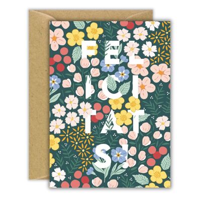 Postkarte „Herzlichen Glückwunsch“ Blumen