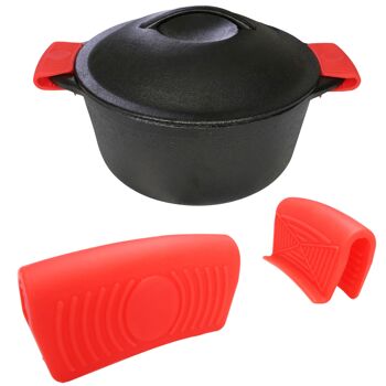 Maniques en silicone (paquet de 2), couvercles de poignée pour woks en fonte, casseroles et fours hollandais 1