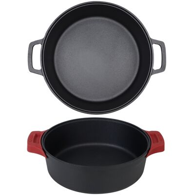 12-Inch/30 cm Cast Iron Skillet Set (EXTRA DEEP) with Dual Loop Handles, Frying Pan, Silicone Potholders