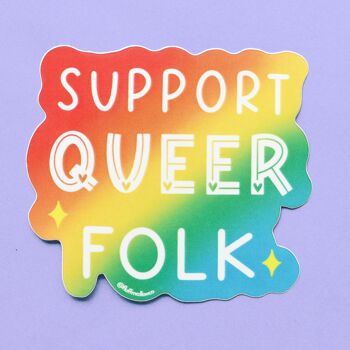 Soutenez l’autocollant en vinyle folk queer 1