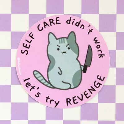 Kawaii kitty let's try revenge  vinyl sticker