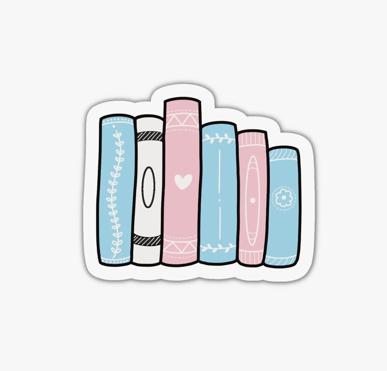 Pile de livres trans subtile autocollant en vinyle de lecture LGBTQ+