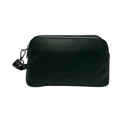 ALESSIA GREEN SEEDED LEATHER 3 COMPARTMENT BAG