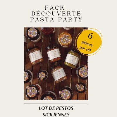 PASTA PARTY DISCOVERY PACK - Discover Sicilian pestos Ponticcioli - Pistachio pesto / Pesto Pantesco / Pesto Trapanese / Pesto Médditeranea