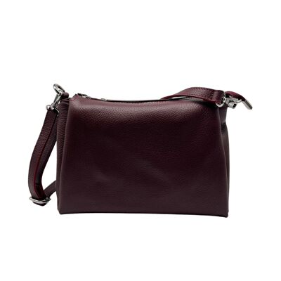 SAC 3 COMPARTIMENT CUIR GRAINE SOPHIE PRUNE