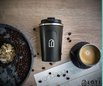 Loti Living Coffee cup To Go - Tasse Thermos - Tasse à café en déplacement - Tasse à thé - Mug de voyage - 380ml - Noir 3
