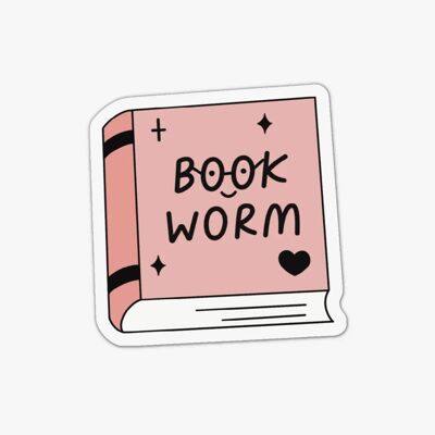 Bookworm reading vinyl sticker