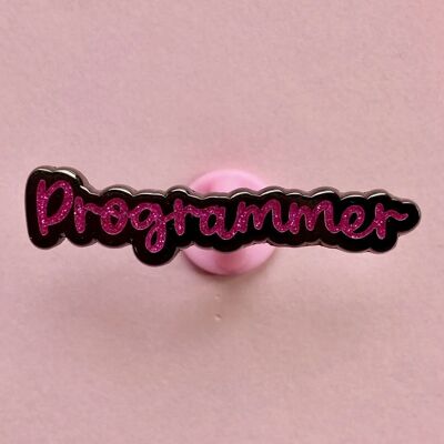 Pin de esmalte de programador de purpurina rosa