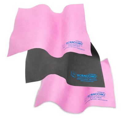 Kit of 3 cleaning cloths - surfaces, floor, kitchen