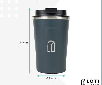 Loti Living Coffee Cup To Go – Tasse thermos – Tasse à café en déplacement – Tasse à thé – Mug de voyage – 380 ml – Bleu 3