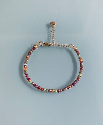 Bracelet en perles, bracelet femme gourmette pierres naturelles magiques et perles Heishi plaqué or 24 k, bracelet doré 1
