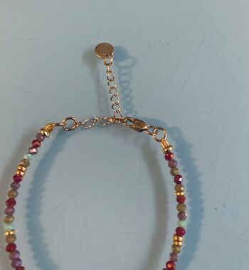 Bracelet en perles, bracelet femme gourmette pierres naturelles magiques et perles Heishi plaqué or 24 k, bracelet doré 3