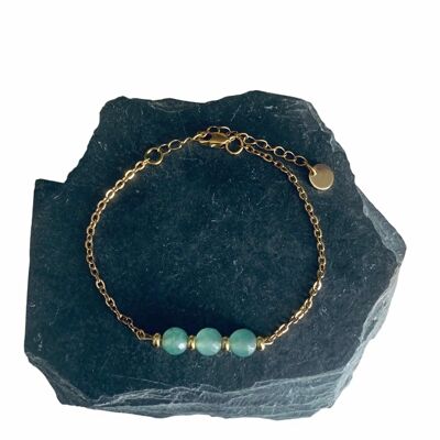 Pulsera de aventurina para mujer en acero inoxidable, pulsera dorada, joyería de regalo, joyería para mujer