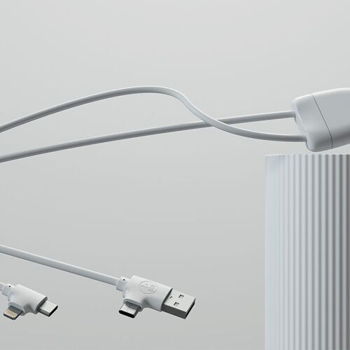 Câble de charge multi-connecteurs Ice-C Blanc