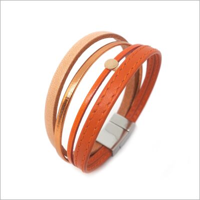 Women's bracelet with orange leather links