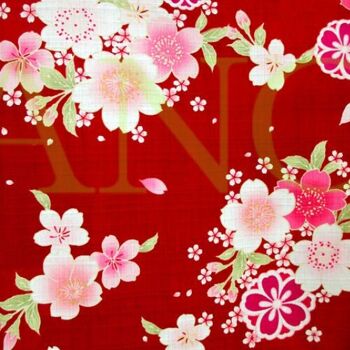 Yukata - Kimono japonais 100% coton motif Fleurs de cerisier 4