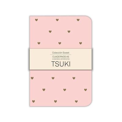 Cuadernos de notas TSUKI Sweet 96 páginas 3 colores 14x21 cm