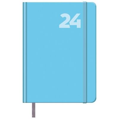 Agenda 2024 Día página 14x20 con goma Azul Capri