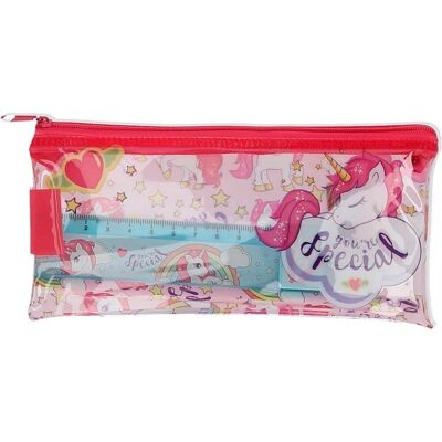 Estuche con Set de papelería Unicornios 19x10