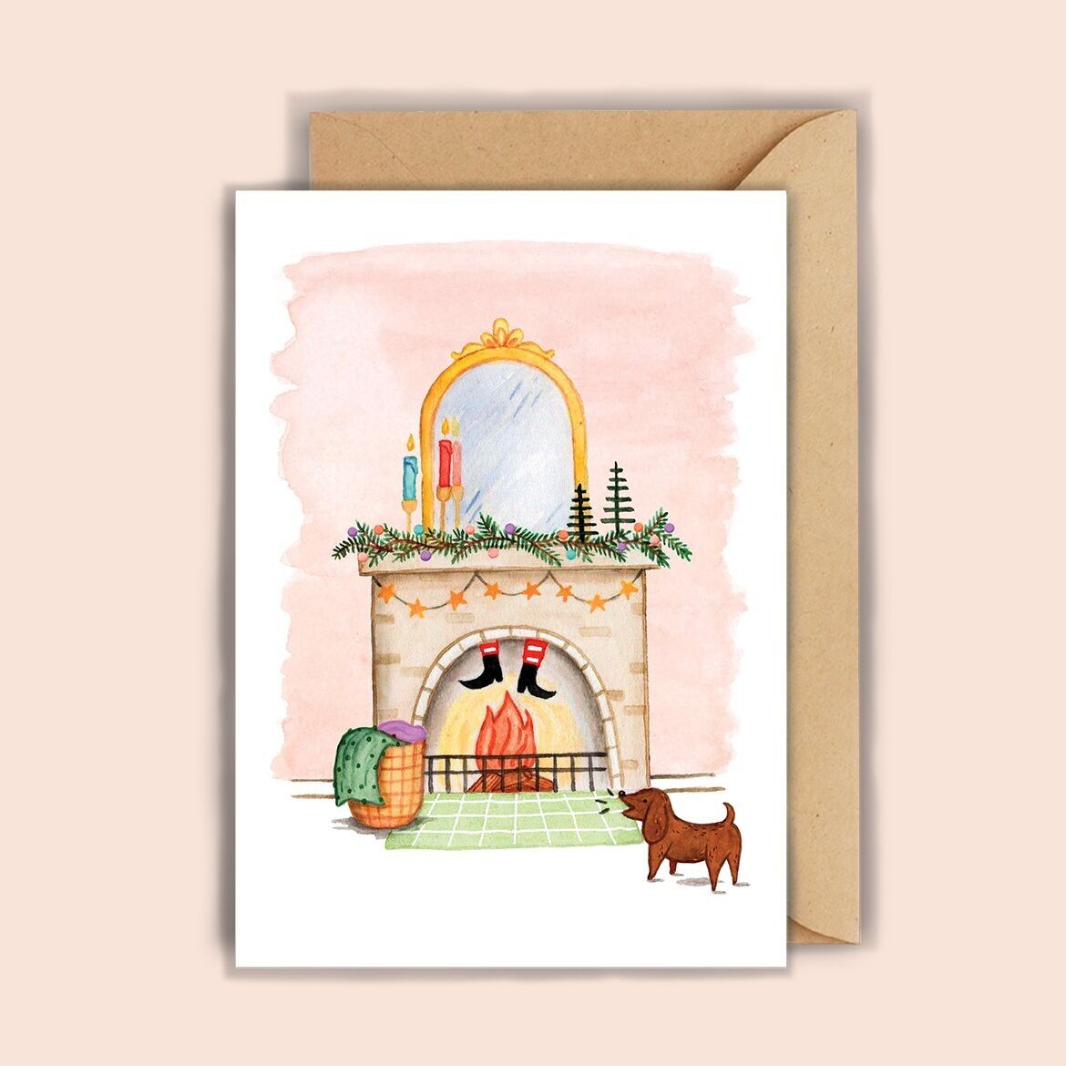 Santa Claus fireplace - folding card