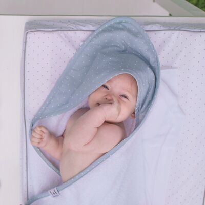 Organic Hooded Towel classic ice blue dotty GOTS