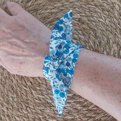 Bracelet bleu tissu montre bracelet foulard femme Liberty wiltshire bleu