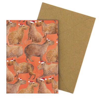 Carte de vœux imprimée Chill of Christmas Capybaras
