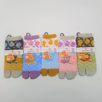 Chaussettes Japonaises Tabi en Coton et Motif Bateau Made in Japan Taille Fr 34 - 40