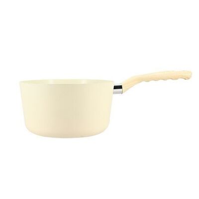 20cm cream saucepan in aluminum induction wood effect handle