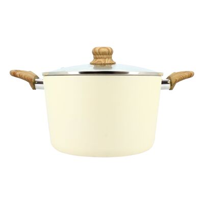 24cm cream saucepan in induction aluminum with glass lid