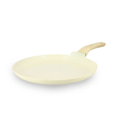 Cream crepe maker 26cm in aluminum induction wood effect handle
