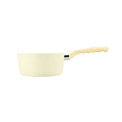 18cm cream saucepan in induction aluminum with wood effect handle